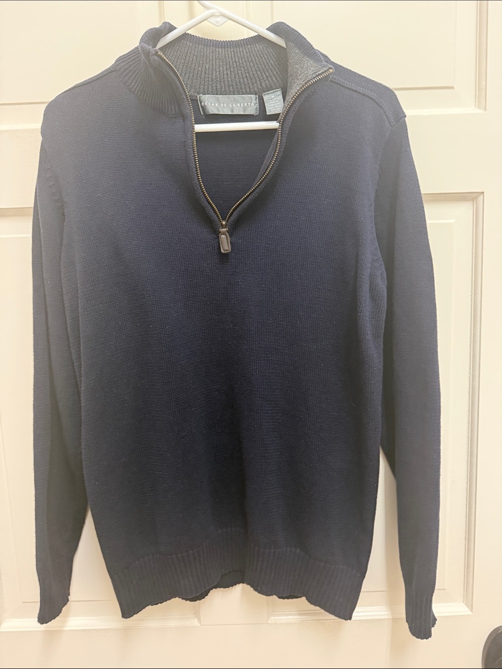 Oscar De La Renta Men's Navy Quarter-Zip Knit Pullover